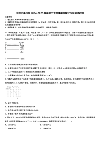北京市丰台区2024-2025学年高二下物理期中学业水平测试试题含解析
