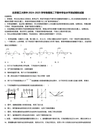 北京理工大附中2024-2025学年物理高二下期中学业水平测试模拟试题含解析