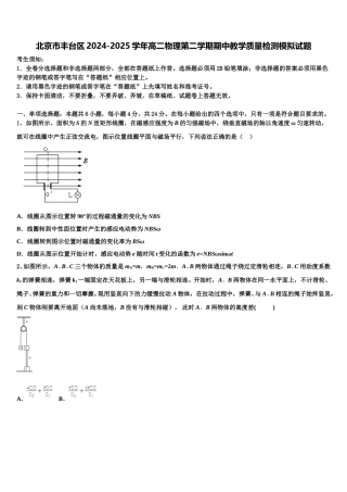 北京市丰台区2024-2025学年高二物理第二学期期中教学质量检测模拟试题含解析