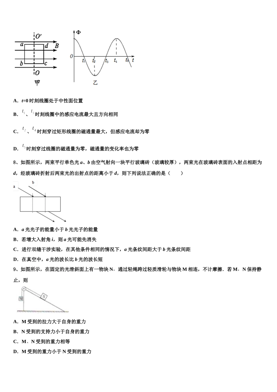 2024-2025学年北京市对外经贸大学附属中学高二下物理期中联考模拟试题含解析_第3页