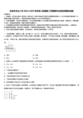 北京市丰台二中2024-2025学年高二物理第二学期期中达标检测模拟试题含解析