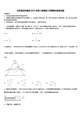北京海淀外国语2025年高二物理第二学期期中监测试题含解析