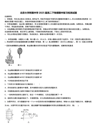 北京大学附属中学2025届高二下物理期中复习检测试题含解析