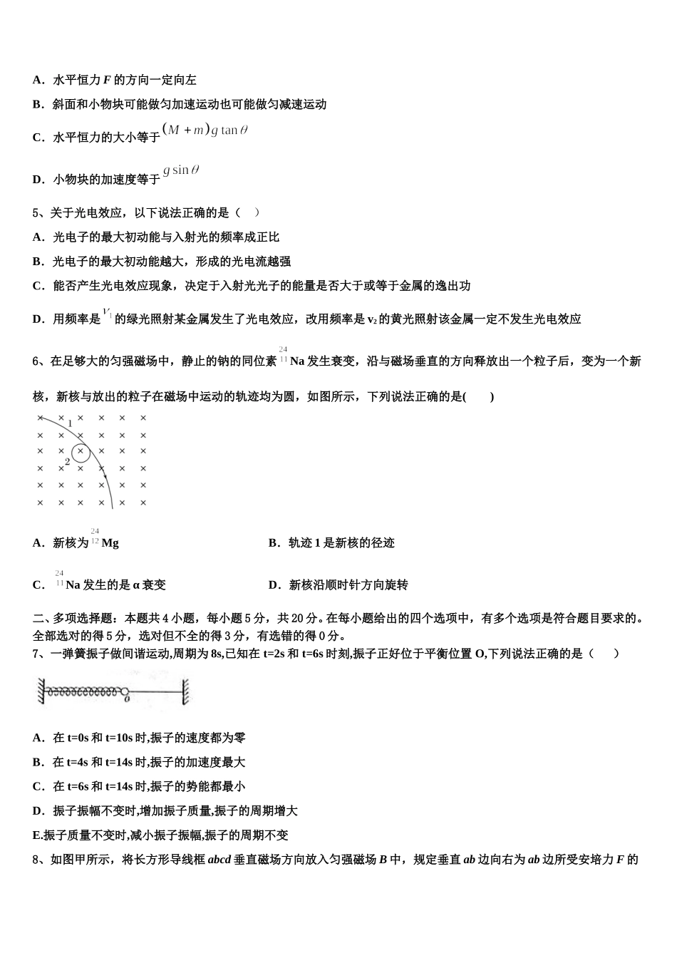 北京市首都师范大学附属回龙观育新学校2025年高二物理第二学期期中学业质量监测模拟试题含解析_第2页