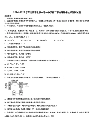 2024-2025学年北京市北京一零一中学高二下物理期中达标测试试题含解析