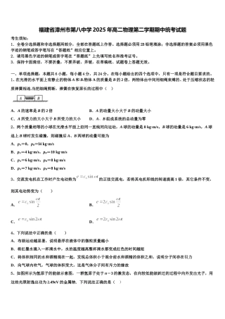 福建省漳州市第八中学2025年高二物理第二学期期中统考试题含解析