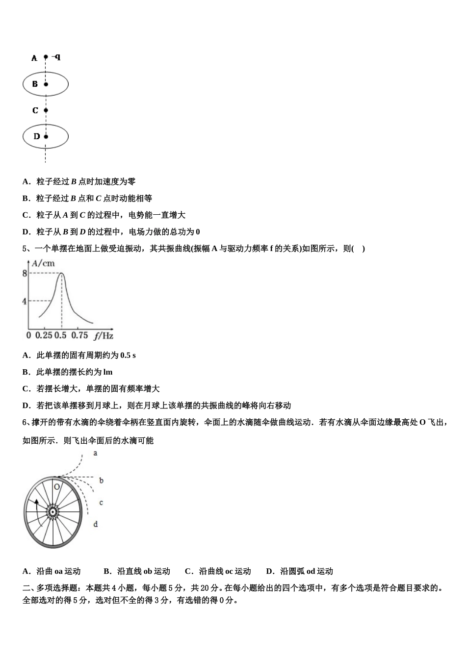 福建省罗源第一中学2025届物理高二下期中联考模拟试题含解析_第2页