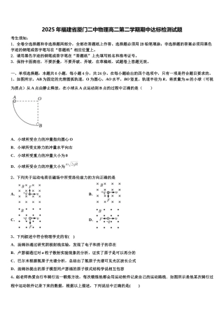 2025年福建省厦门二中物理高二第二学期期中达标检测试题含解析