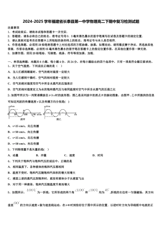2024-2025学年福建省长泰县第一中学物理高二下期中复习检测试题含解析