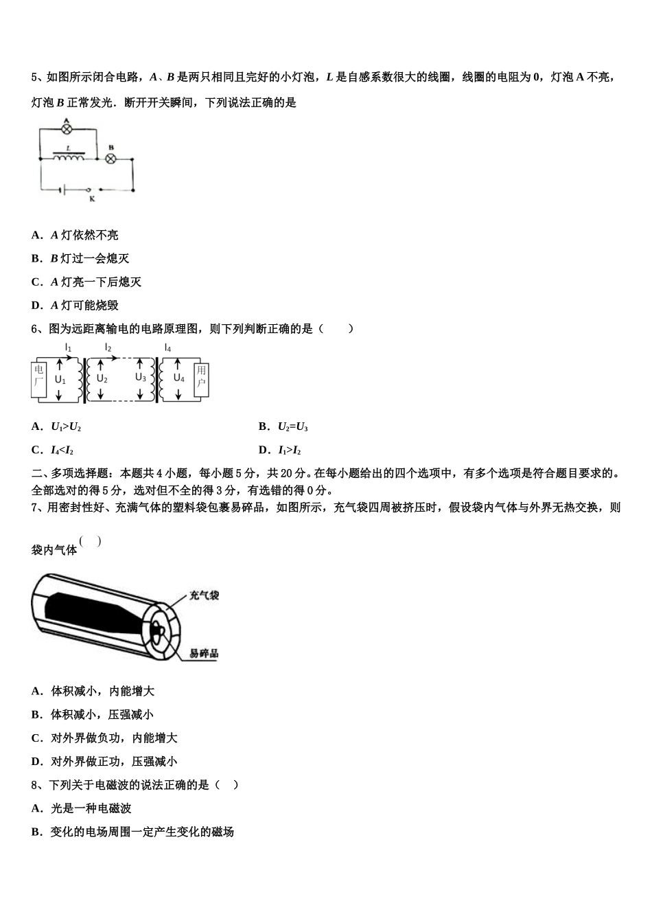 2025年福建省永安市一中物理高二下期中监测试题含解析_第2页