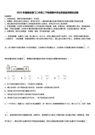 2025年福建省厦门二中高二下物理期中学业质量监测模拟试题含解析