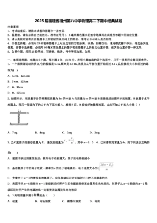 2025届福建省福州第八中学物理高二下期中经典试题含解析