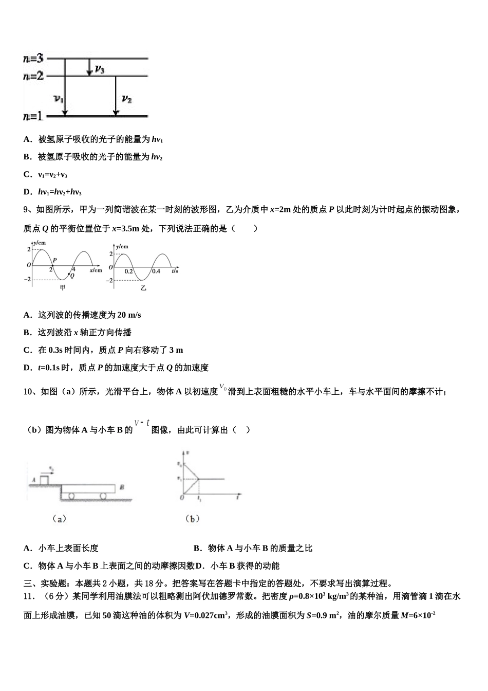 2025届福建省厦门市思明区厦门外国语学校高二物理第二学期期中质量检测试题含解析_第3页