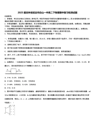 2025届吉林省延边市白山一中高二下物理期中复习检测试题含解析