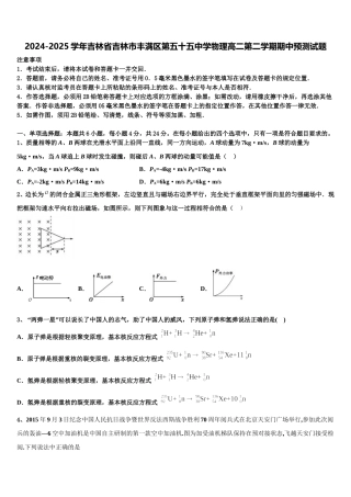 2024-2025学年吉林省吉林市丰满区第五十五中学物理高二第二学期期中预测试题含解析