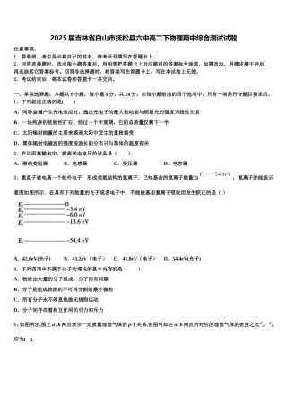 2025届吉林省白山市抚松县六中高二下物理期中综合测试试题含解析