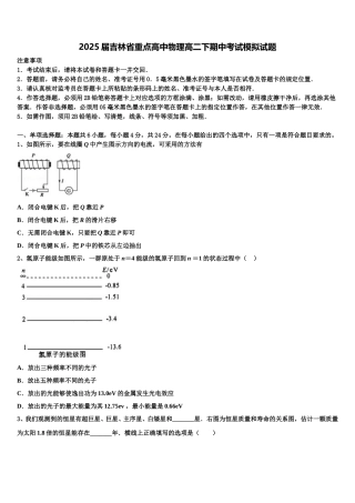 2025届吉林省重点高中物理高二下期中考试模拟试题含解析