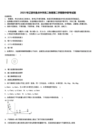 2025年辽源市重点中学高二物理第二学期期中联考试题含解析