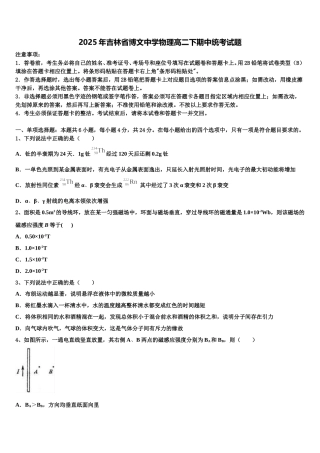 2025年吉林省博文中学物理高二下期中统考试题含解析