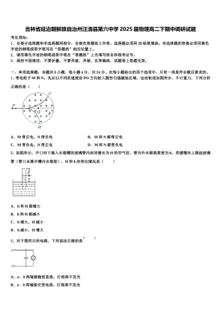 吉林省延边朝鲜族自治州汪清县第六中学2025届物理高二下期中调研试题含解析