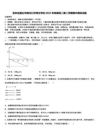 吉林省通化市梅河口市博文学校2025年物理高二第二学期期中调研试题含解析