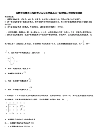 吉林省吉林市三校联考2025年物理高二下期中复习检测模拟试题含解析