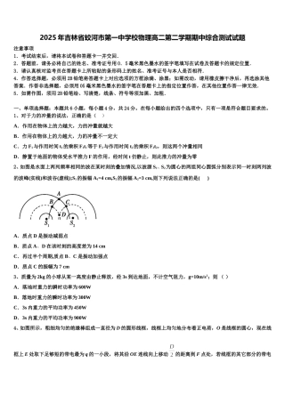 2025年吉林省蛟河市第一中学校物理高二第二学期期中综合测试试题含解析