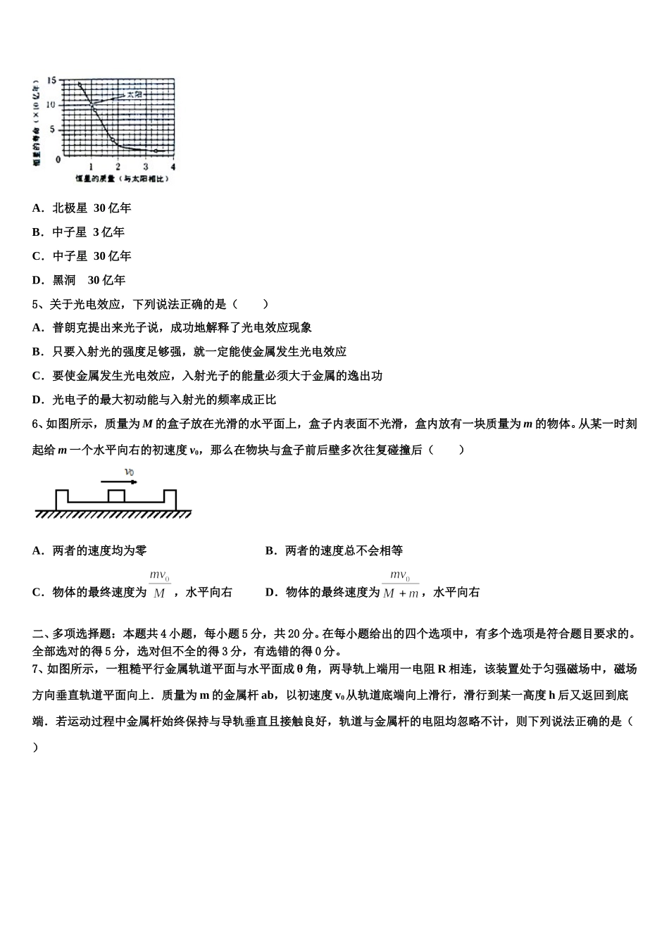 吉林省白城市第十四中学2025年高二物理第二学期期中学业水平测试试题含解析_第2页