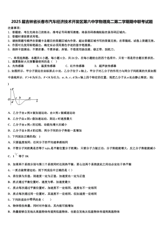 2025届吉林省长春市汽车经济技术开发区第六中学物理高二第二学期期中联考试题含解析