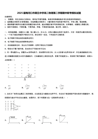 2025届梅河口市第五中学高二物理第二学期期中联考模拟试题含解析