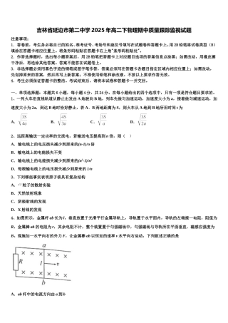 吉林省延边市第二中学2025年高二下物理期中质量跟踪监视试题含解析