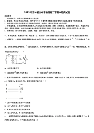2025年吉林毓文中学物理高二下期中经典试题含解析