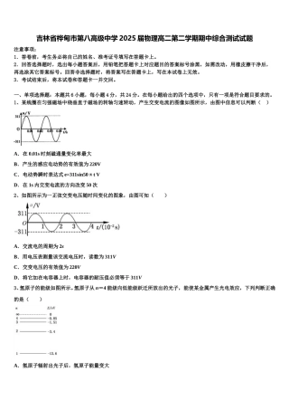 吉林省桦甸市第八高级中学2025届物理高二第二学期期中综合测试试题含解析