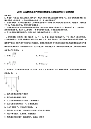 2025年吉林省汪清六中高二物理第二学期期中综合测试试题含解析