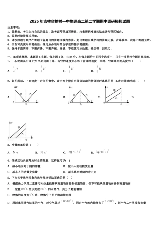 2025年吉林省榆树一中物理高二第二学期期中调研模拟试题含解析