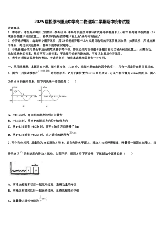 2025届松原市重点中学高二物理第二学期期中统考试题含解析