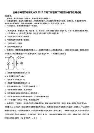 吉林省梅河口市博文中学2025年高二物理第二学期期中复习检测试题含解析