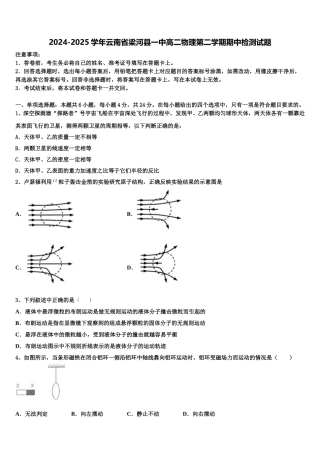 2024-2025学年云南省梁河县一中高二物理第二学期期中检测试题含解析