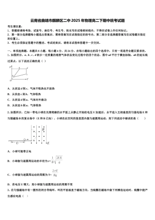 云南省曲靖市麒麟区二中2025年物理高二下期中统考试题含解析