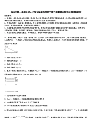 临沧市第一中学2024-2025学年物理高二第二学期期中复习检测模拟试题含解析