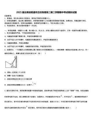 2025届云南省昭通市五校物理高二第二学期期中考试模拟试题含解析