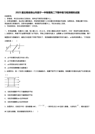 2025届云南省保山市昌宁一中物理高二下期中复习检测模拟试题含解析