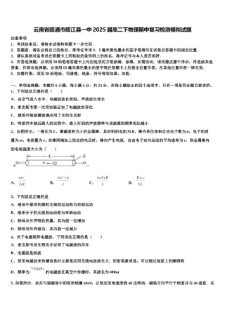 云南省昭通市绥江县一中2025届高二下物理期中复习检测模拟试题含解析