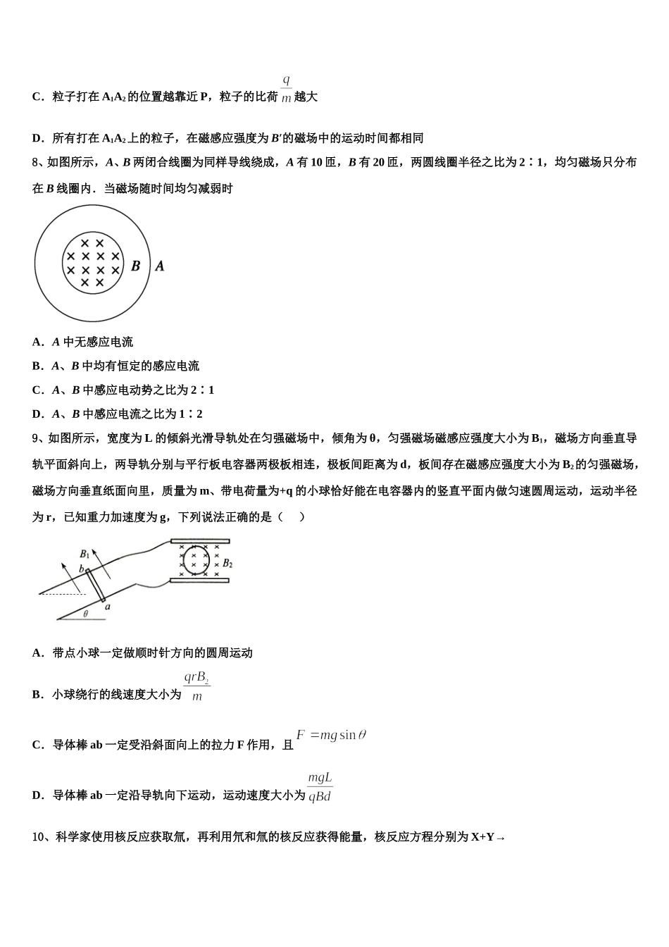 云南省迪庆州香格里拉中学2024-2025学年高二下物理期中调研模拟试题含解析_第3页