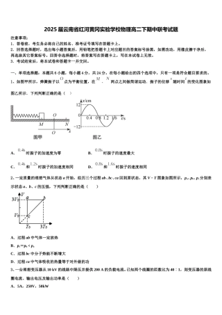 2025届云南省红河黄冈实验学校物理高二下期中联考试题含解析