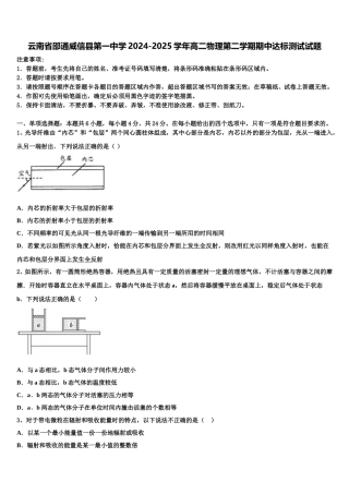 云南省邵通威信县第一中学2024-2025学年高二物理第二学期期中达标测试试题含解析
