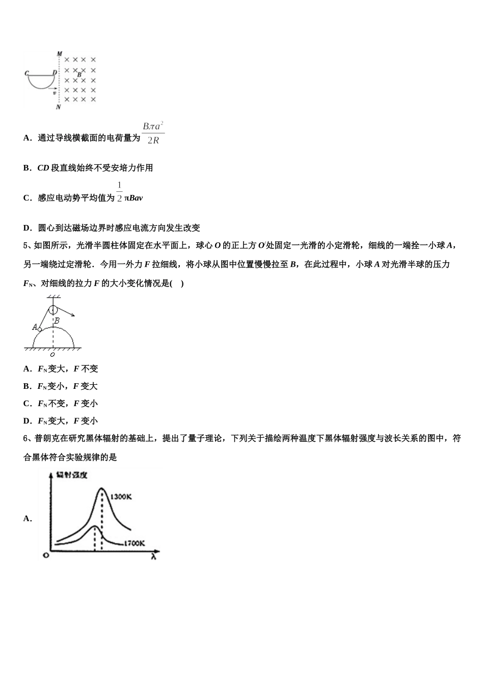 云南省澄江一中2025年物理高二第二学期期中学业水平测试模拟试题含解析_第2页