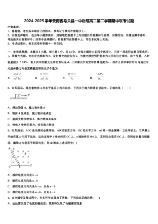 2024-2025学年云南省马关县一中物理高二第二学期期中联考试题含解析