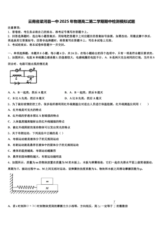 云南省梁河县一中2025年物理高二第二学期期中检测模拟试题含解析