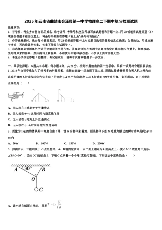 2025年云南省曲靖市会泽县第一中学物理高二下期中复习检测试题含解析